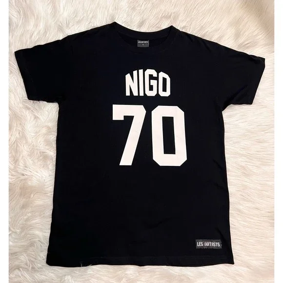 Les Artists Unisex NIGO 70 T-Shirt Black Short-sleeve Jersey Streetwear Size M - Picture 1 of 10